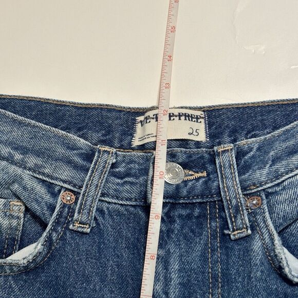We The Free People Jeans Size 25 Bare With Me Mid Rise Straight Leg Patchwork - Picture 8 of 16